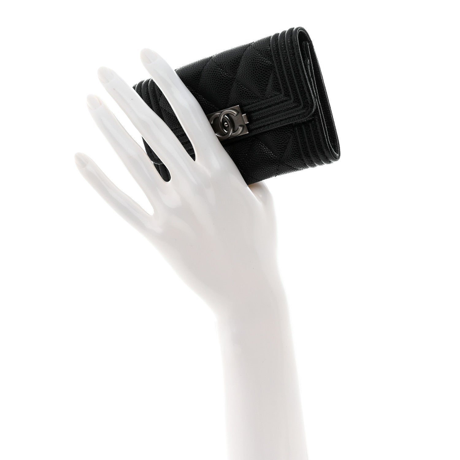 Chanel Caviar Quilted Boy Flap Card Holder Black 2 of 9