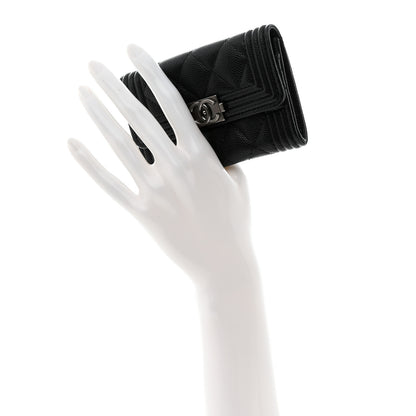 Chanel Caviar Quilted Boy Flap Card Holder Black 2 of 9