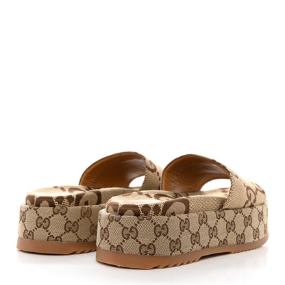 Gucci Monogram Jumbo GG Angelina Platform 55mm Slide Sandals 38 Beige 4 of 8