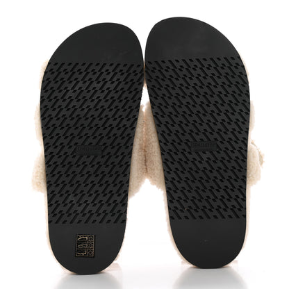 Hermes Woolskin Womens Chypre Sandals 40.5 Ecru 5 of 7