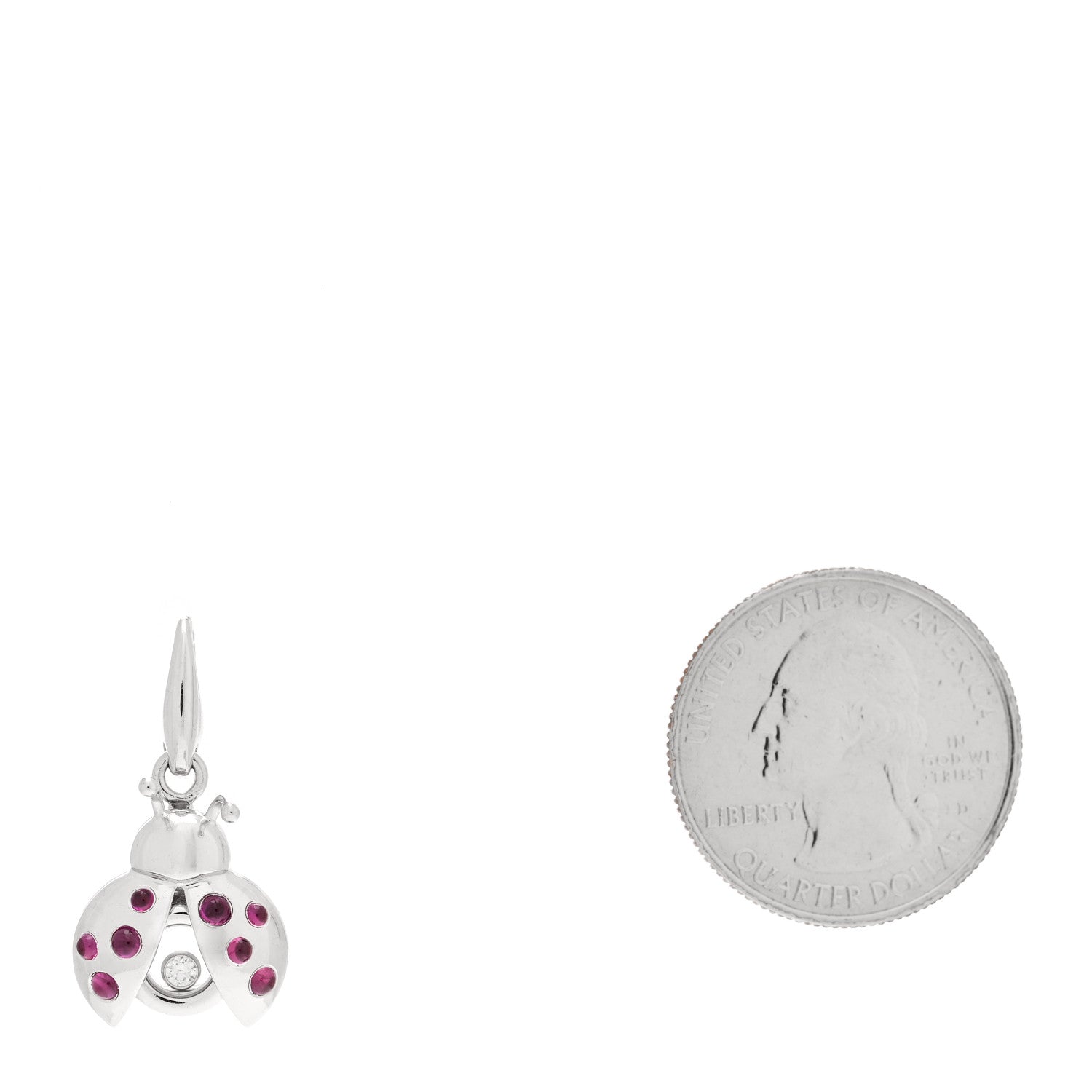 Chopard 18K White Gold Diamond Ruby Happy Diamonds Ladybug Charm 2 of 3