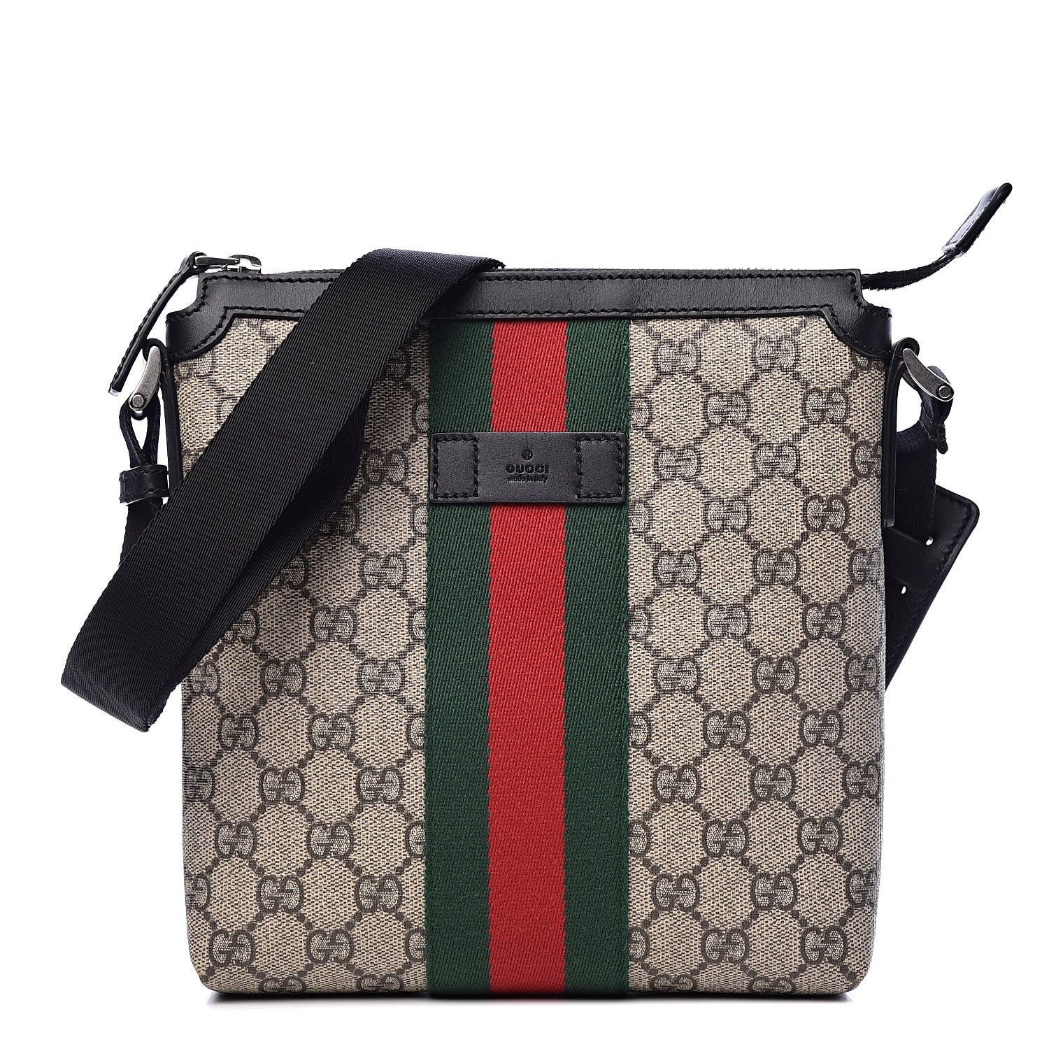 Gucci GG Supreme Monogram Web Messenger Bag Black 1 of 11