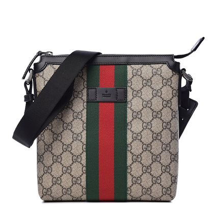 Gucci GG Supreme Monogram Web Messenger Bag Black 1 of 11