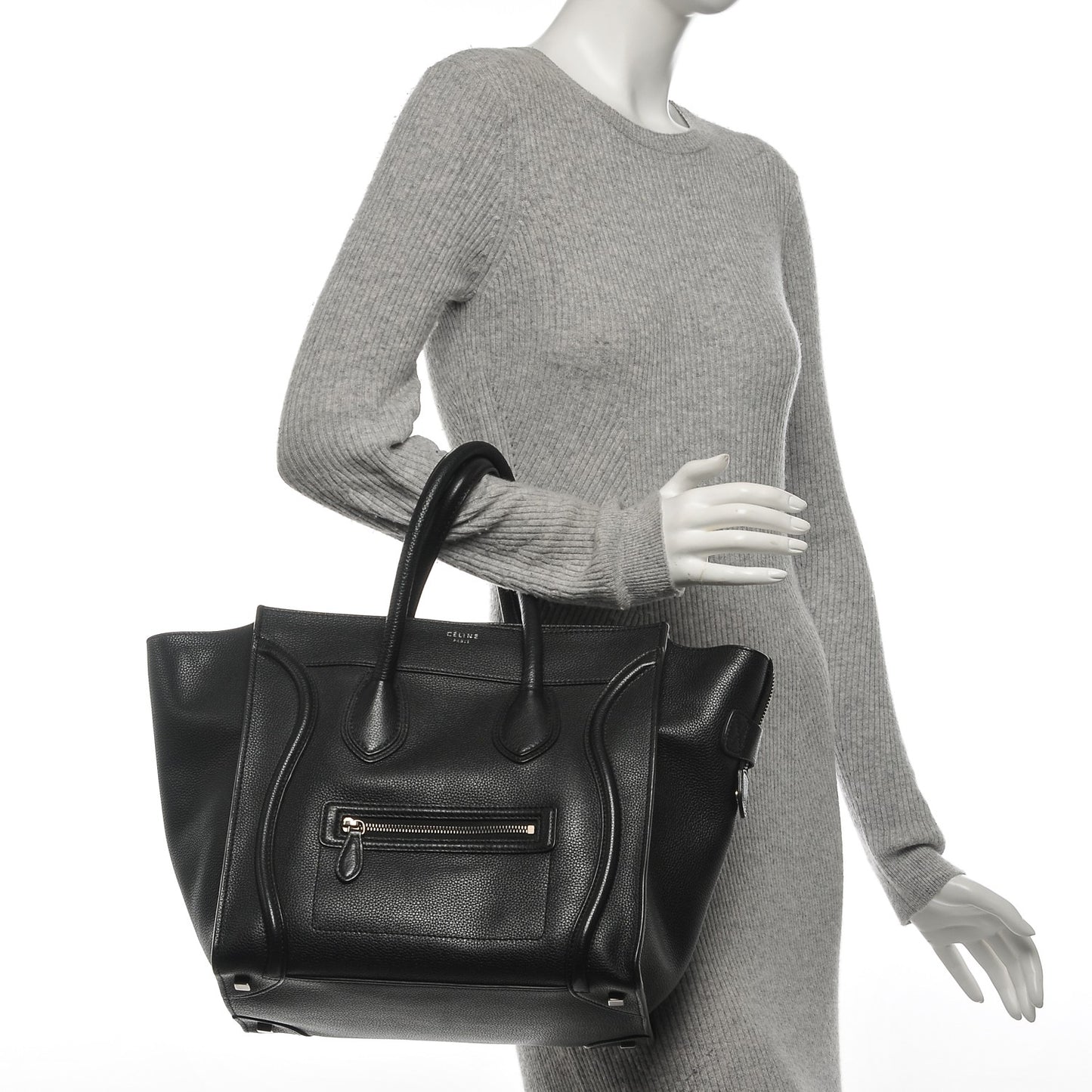Drummed Calfskin Mini Luggage Black