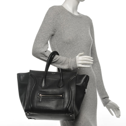 Celine Drummed Calfskin Mini Luggage Black 2 of 6