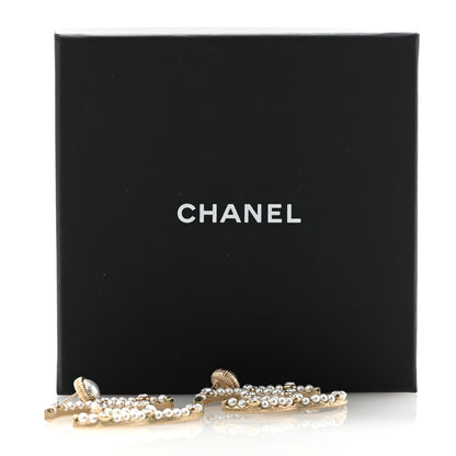 Chanel Metal Crystal Pearl CC Drop Earrings Gold 5 of 5