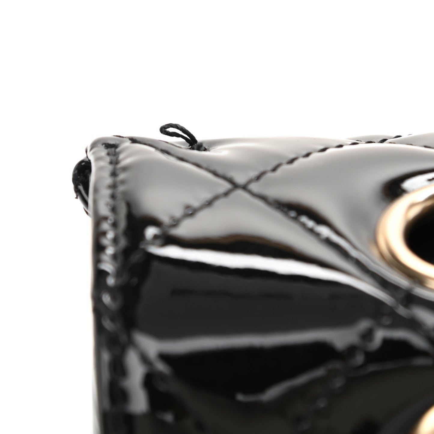 Patent Quilted Medium Double Flap Black