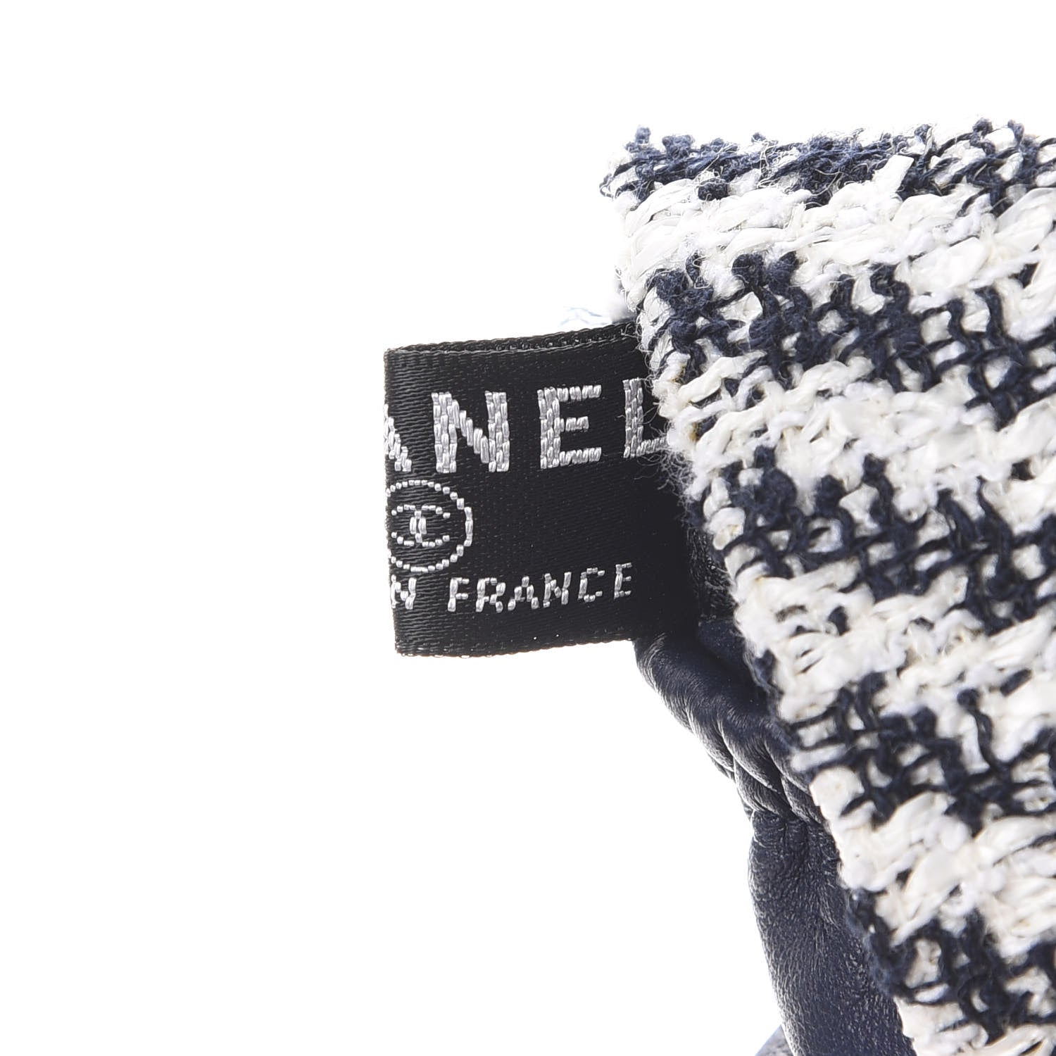 Chanel Lambskin Tweed CC Fingerless Gloves 7 Navy White 4 of 6