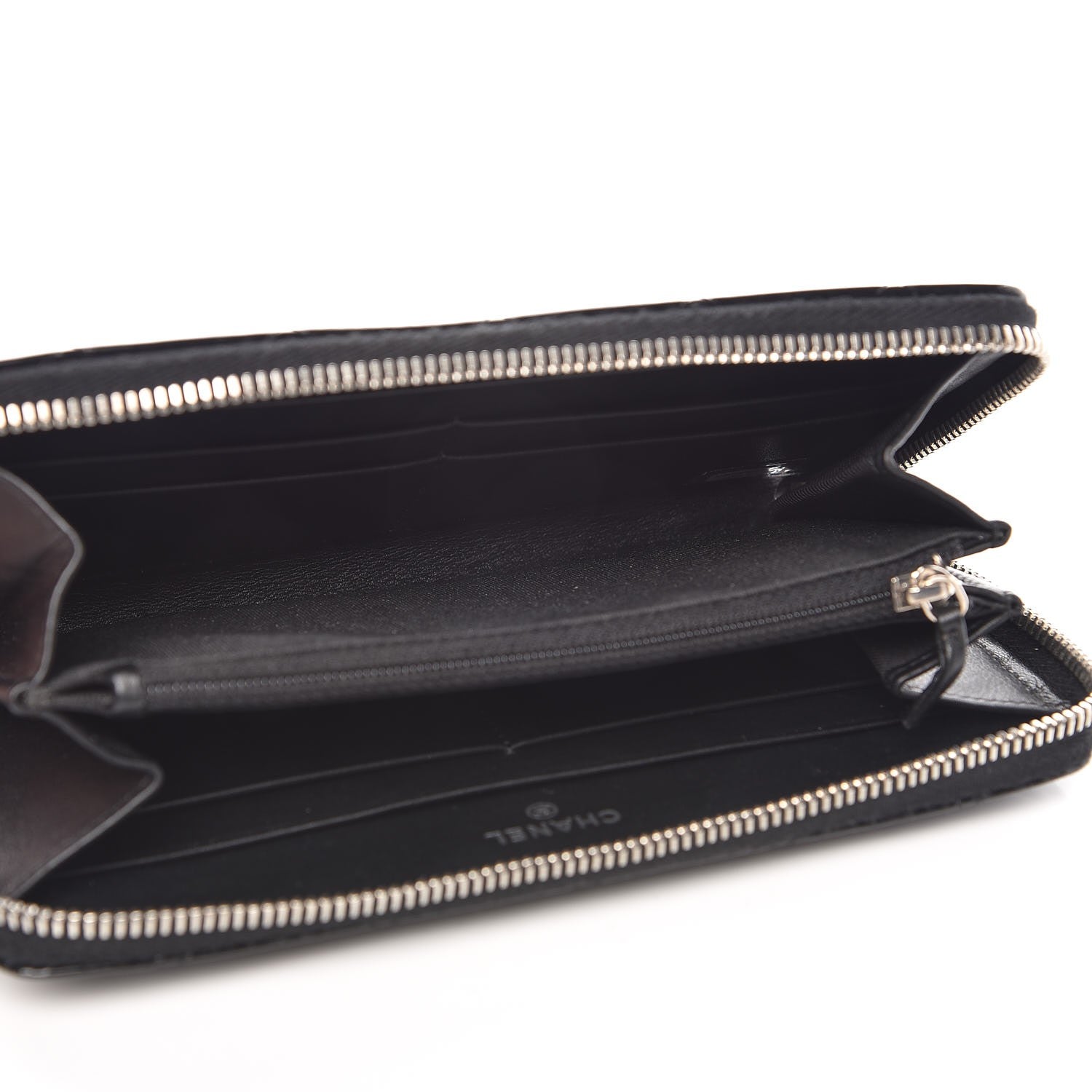 Chanel Patent Quilted Zip Around Wallet Black 5 of 9