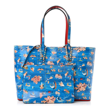 Christian Louboutin Patent Calfskin Small Greekaba Cabata Tote Blue 1 of 11