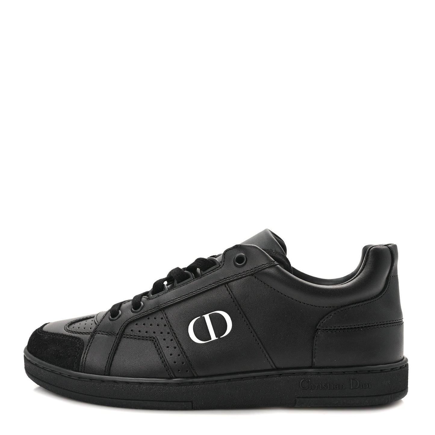 Calfskin Suede Logo Sneakers 36 Black