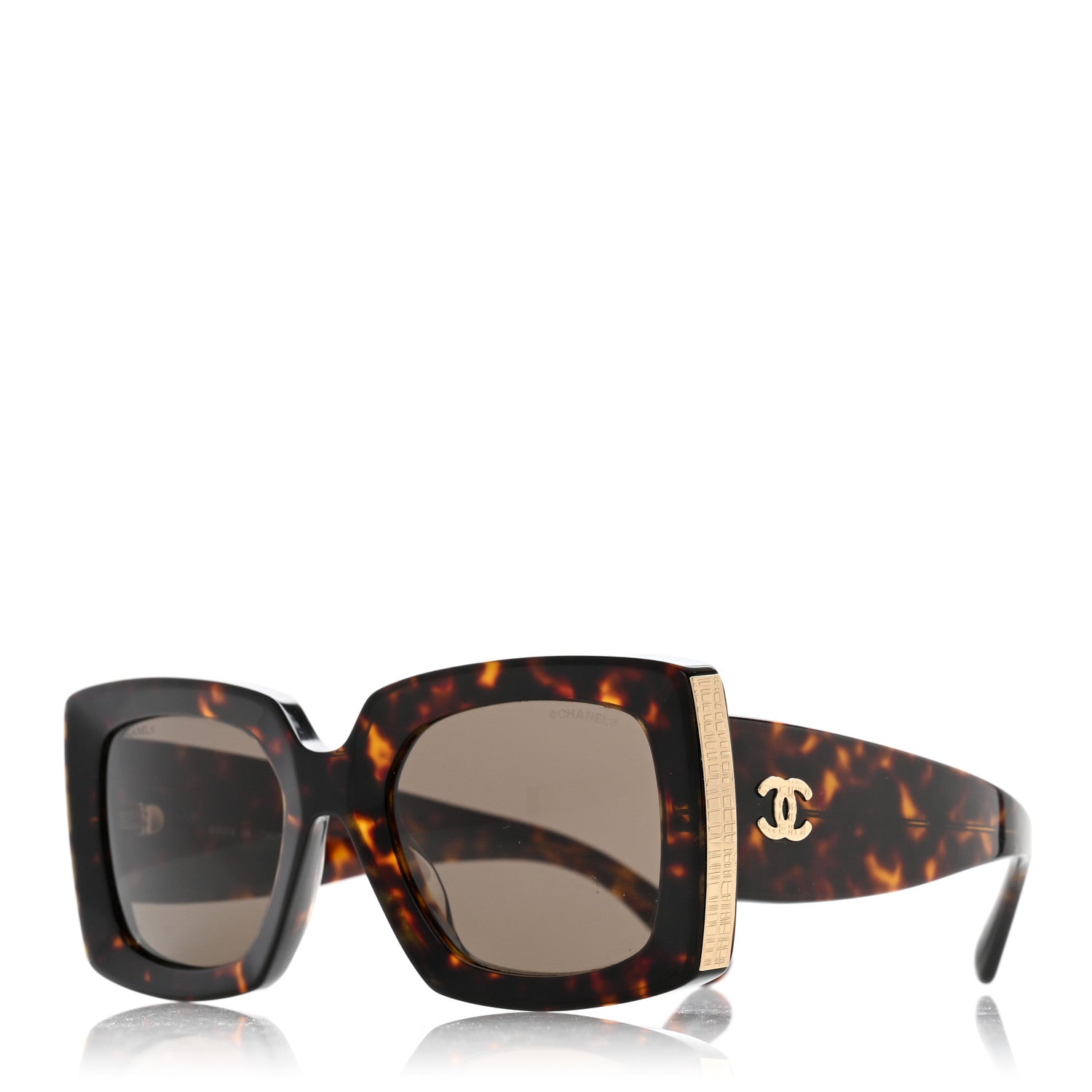 Chanel Acetate Rectangle Sunglasses 5435-A Tortoise 1 of 7