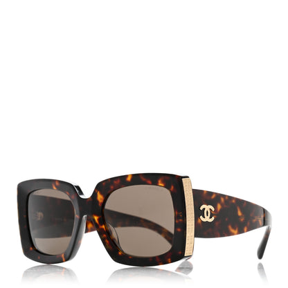 Chanel Acetate Rectangle Sunglasses 5435-A Tortoise 1 of 7