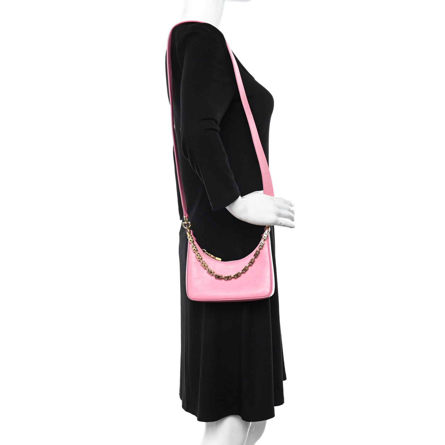 Smooth Calfskin Mini Moon Cut Out Shoulder Bag Bright Pink