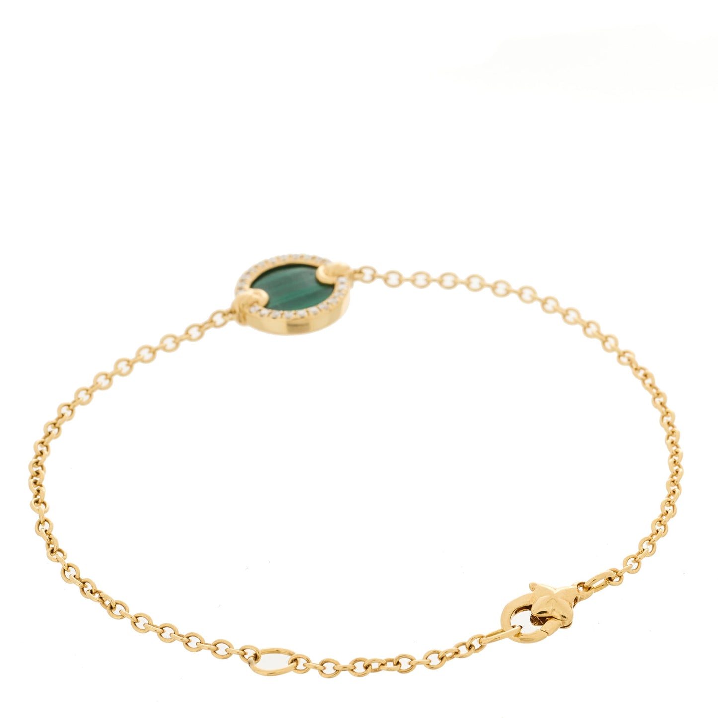 18K Yellow Gold Diamond Malachite Petite Elements Bracelet