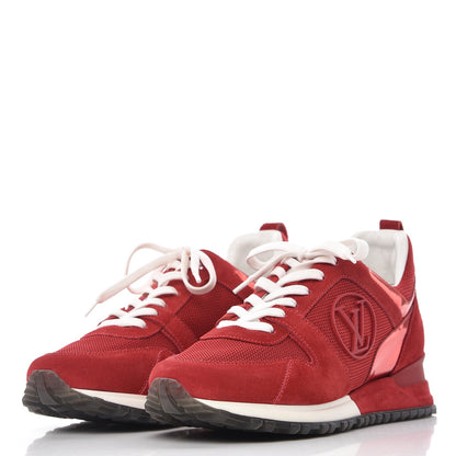 Louis Vuitton Suede Calfskin Run Away Sneakers 37.5 Rouge 10 of 16