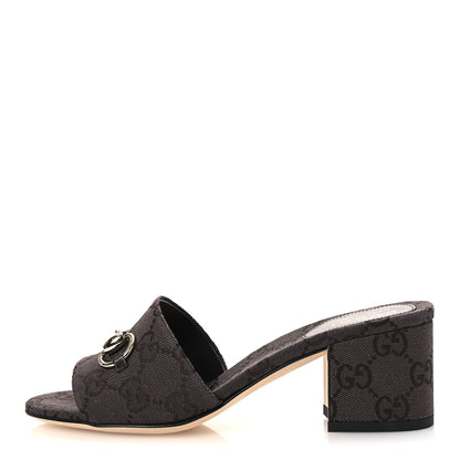 Gucci GG Monogram Horsebit Slide Sandals 36 Dark Brown 1 of 11