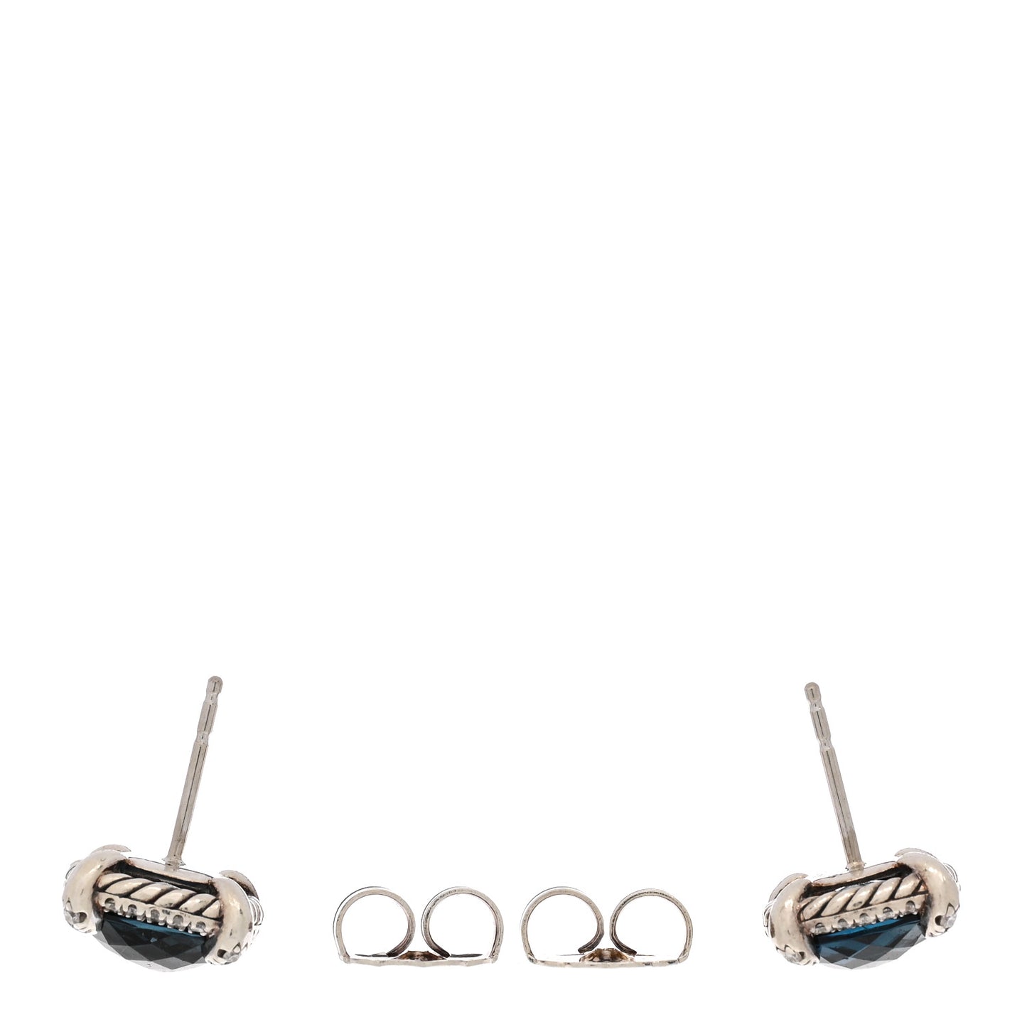 Sterling Silver Hampton Blue Topaz Diamond 9mm Chatelaine Bezel Stud Earrings