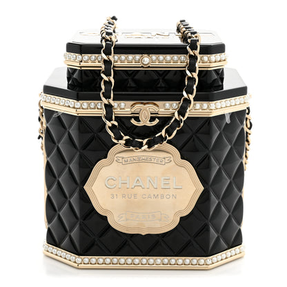 Chanel Resin Pearl Enamel Tea Box Minaudiere Black Gold 1 of 12