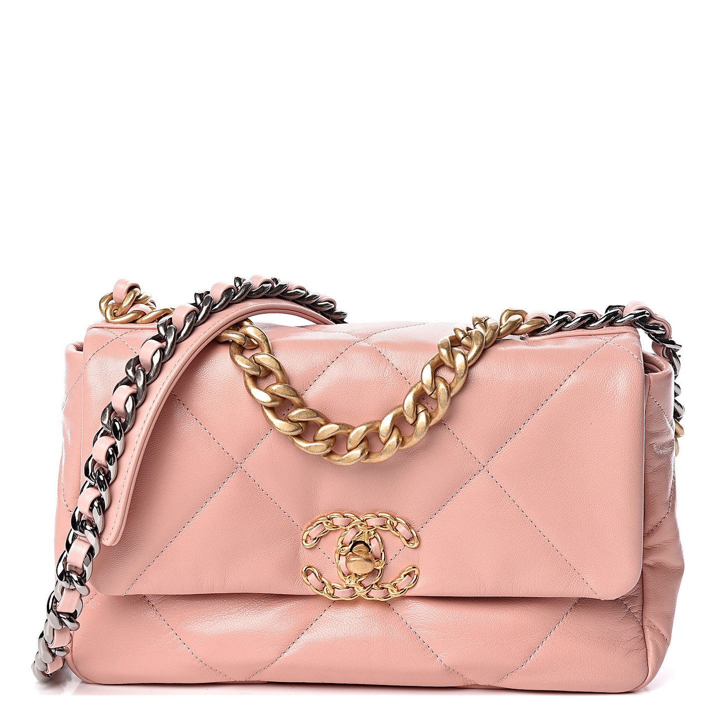 Lambskin Quilted Medium 19 Flap Light Pink