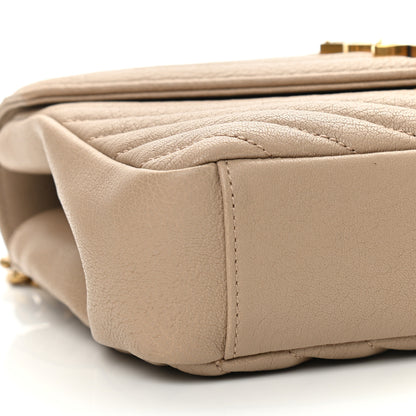 Saint Laurent Sheepskin Matelasse Chevron Monogram Medium College Bag Dark Beige 8 of 9