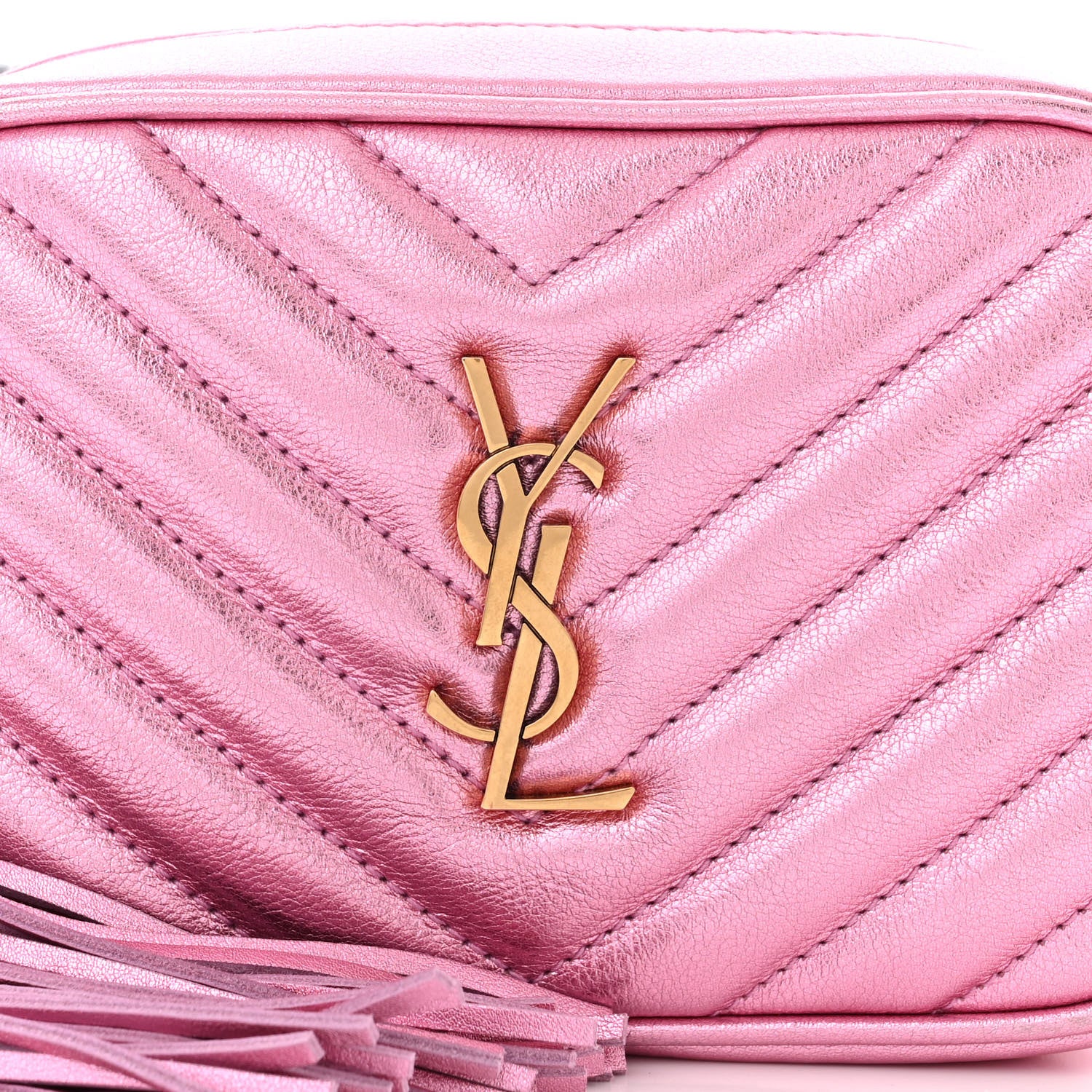 Saint Laurent Metallic Calfskin Matelasse Monogram Lou Belt Bag Vegas Pink 8 of 11