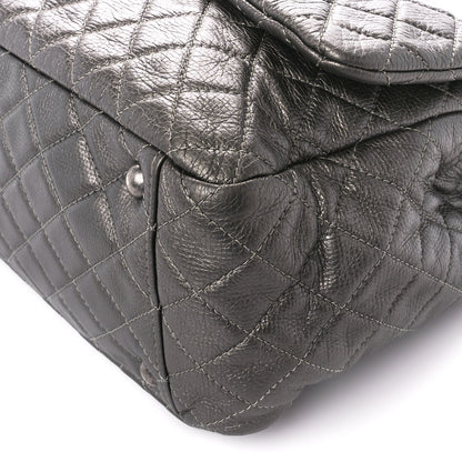 Chanel Metallic Calfskin Quilted Small XXL Travel Flap Bag Dark Silver 11 of 12