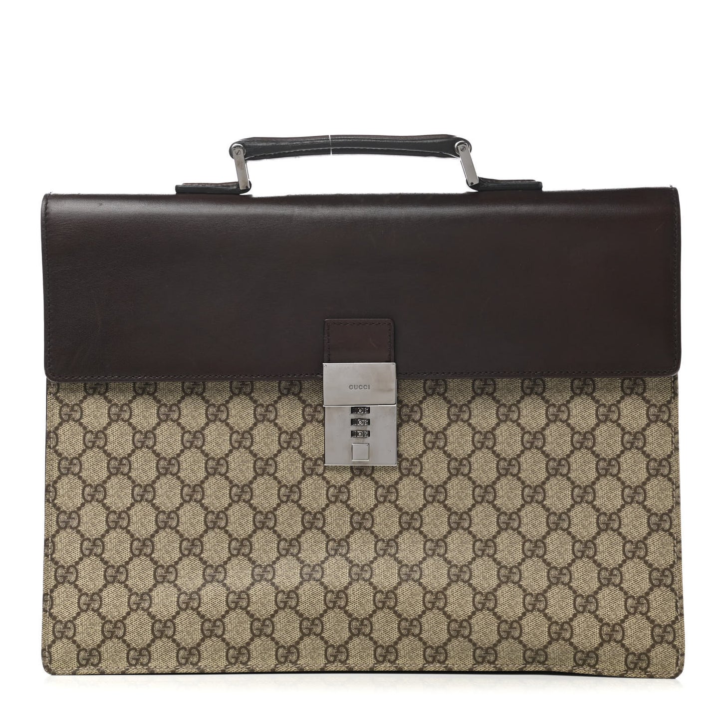 GG Supreme Monogram Flap Briefcase Brown