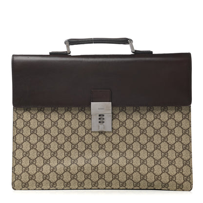 Gucci GG Supreme Monogram Flap Briefcase Brown 1 of 15