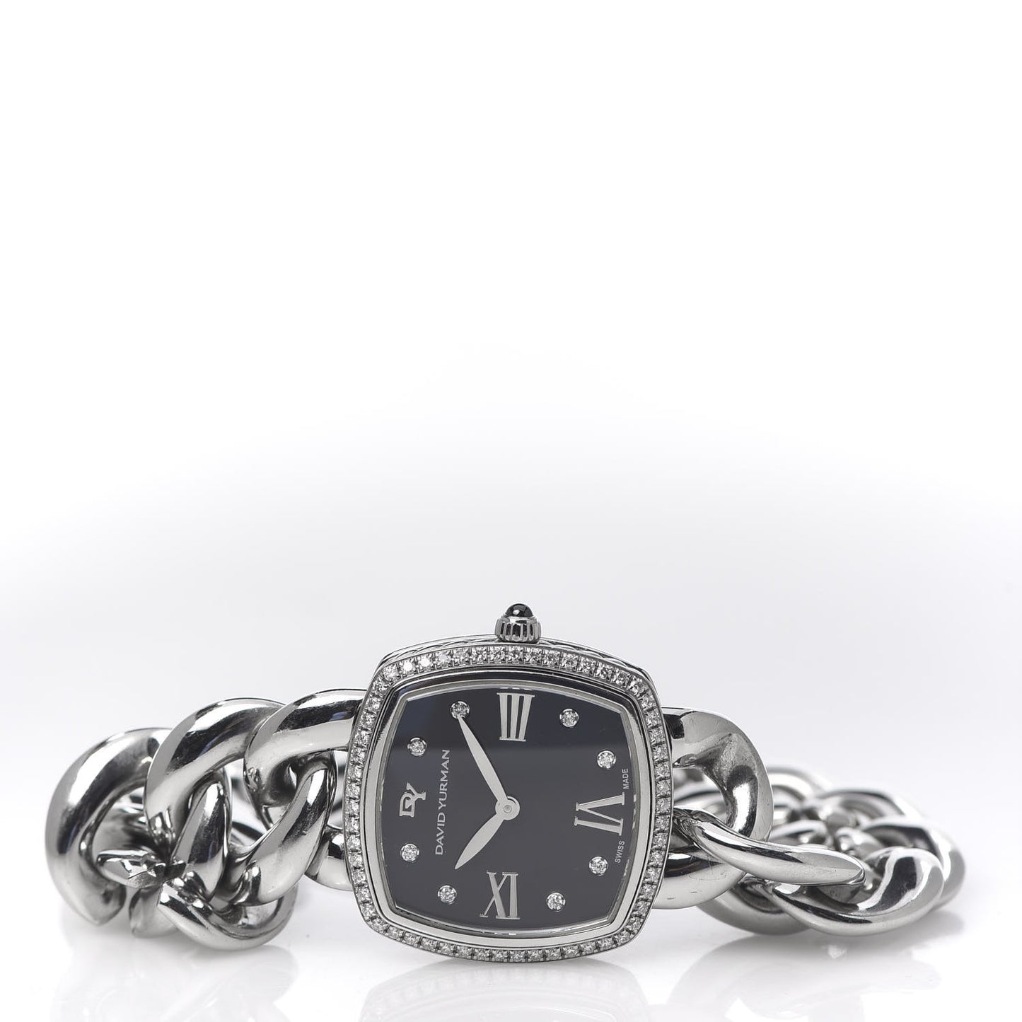Stainless Steel Diamond Bezel 27mm Albion Quartz Watch Black