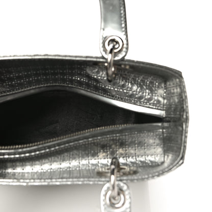 Christian Dior Metallic Patent Micro-Cannage Medium Lady Dior Silver 5 of 11