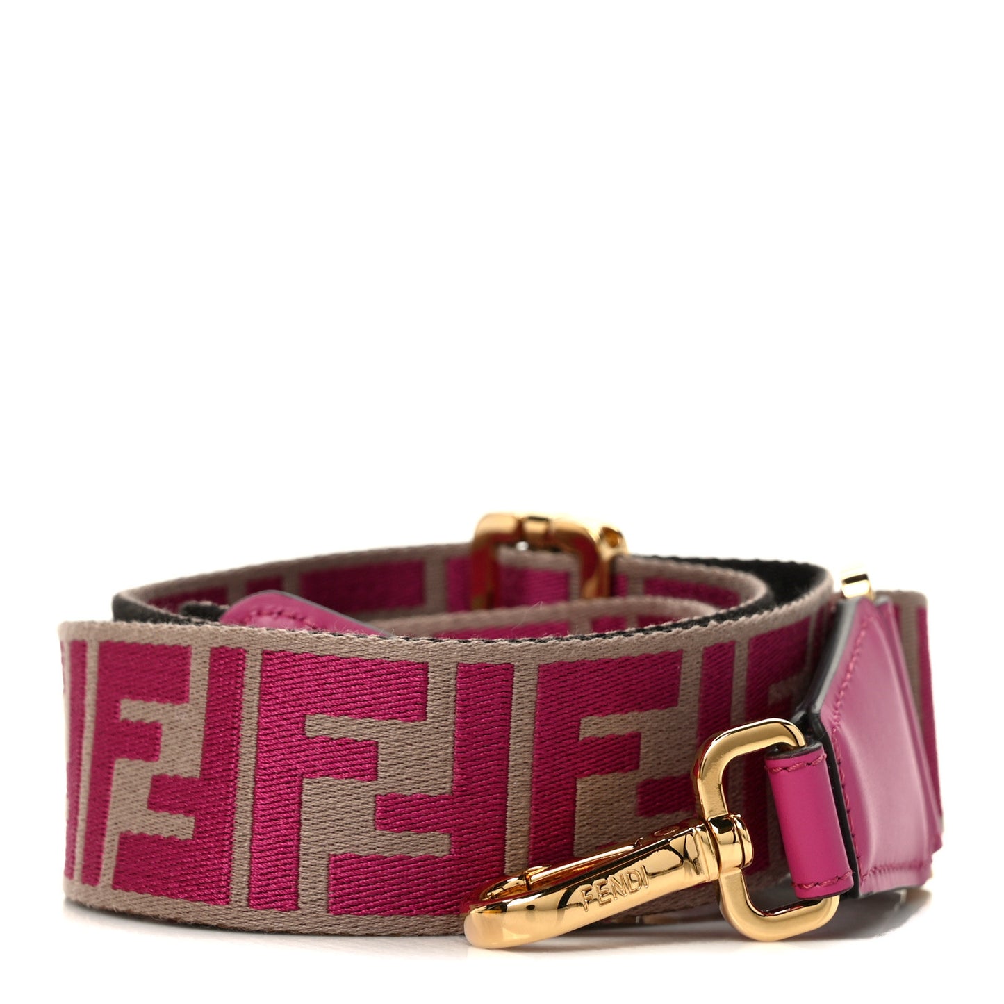 Ribbon Vitello Seta FF 1974 Pequin Reversible Adjustable Strap You Marrone Pink