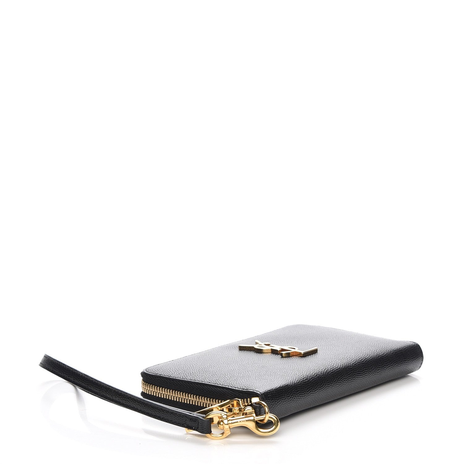 Saint Laurent Grain De Poudre Monogram Smartphone Zip Around Wristlet Wallet Black 4 of 8