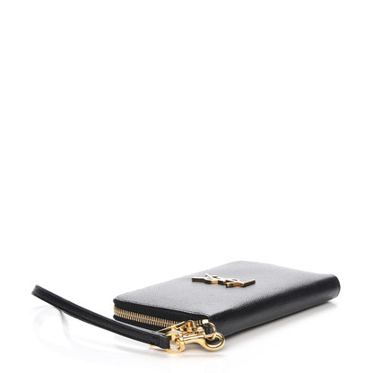 Saint Laurent Grain De Poudre Monogram Smartphone Zip Around Wristlet Wallet Black 4 of 8