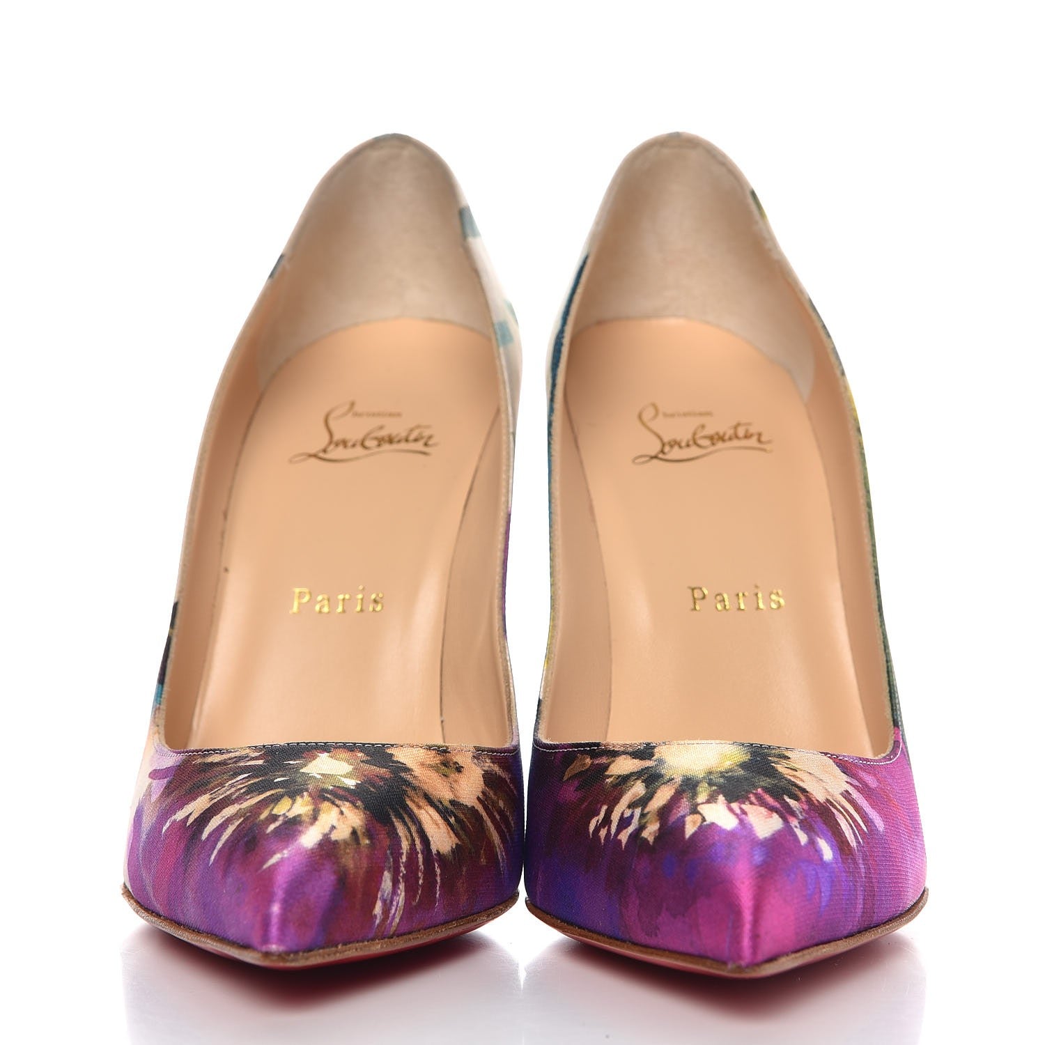 Christian Louboutin Satin Maxi Fiori Pigalle Follies 100 Pumps 38.5 Multicolor 2 of 9