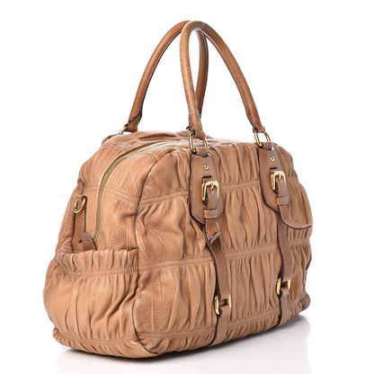 Prada Cervo Deerskin Gaufre Dome Satchel Naturale 3 of 30