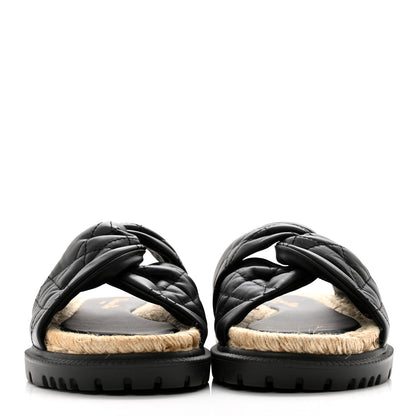 Christian Dior Calfskin Cannage Dtwist Espadrille Platform Sandals 37.5 Black 2 of 9