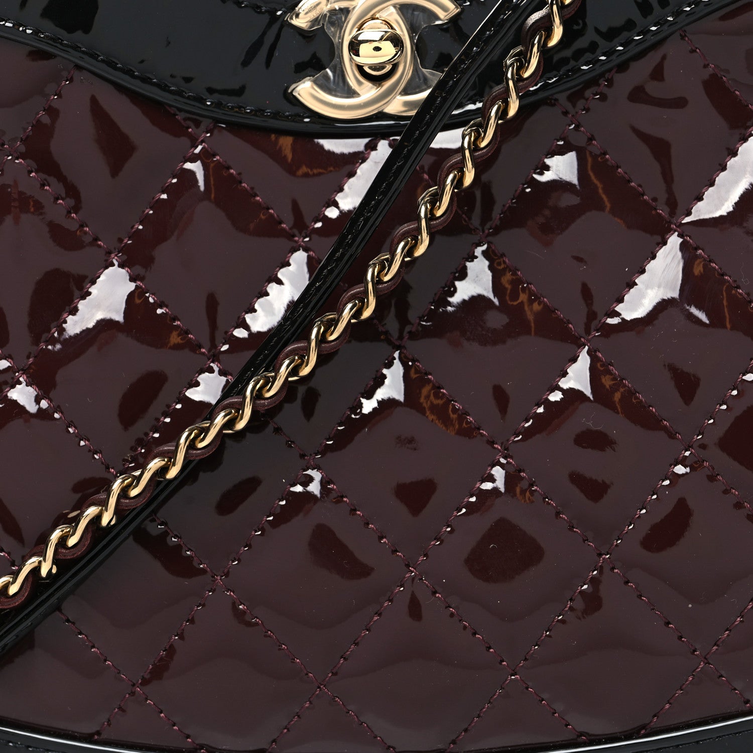Chanel Patent Calfskin Quilted Mini 31 Shopping Bag Burgundy Black 8 of 10
