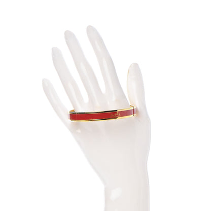 Hermes Enamel Narrow Caleche Bracelet 65 Rosso 2 of 7