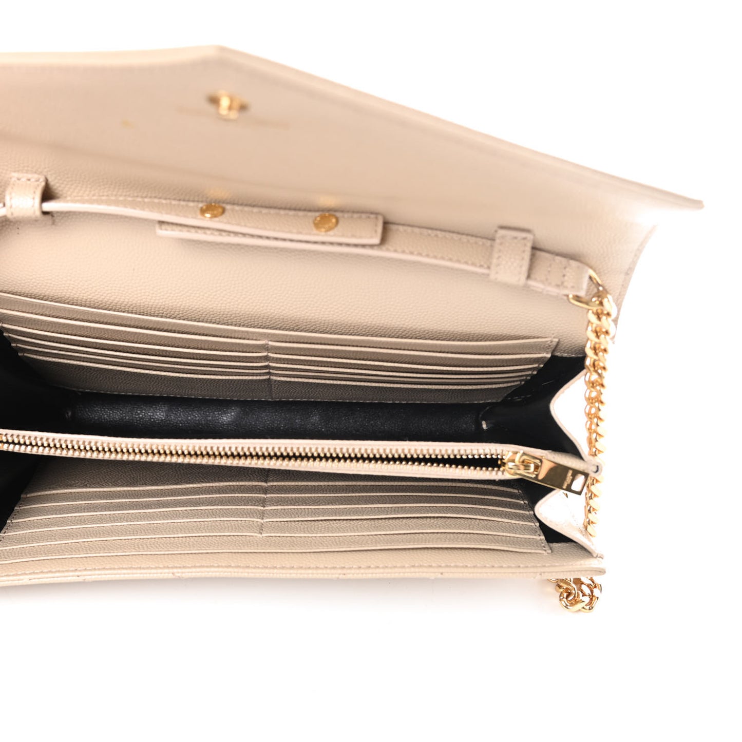 Grain De Poudre Matelasse Chevron Monogram Chain Wallet Nude Powder