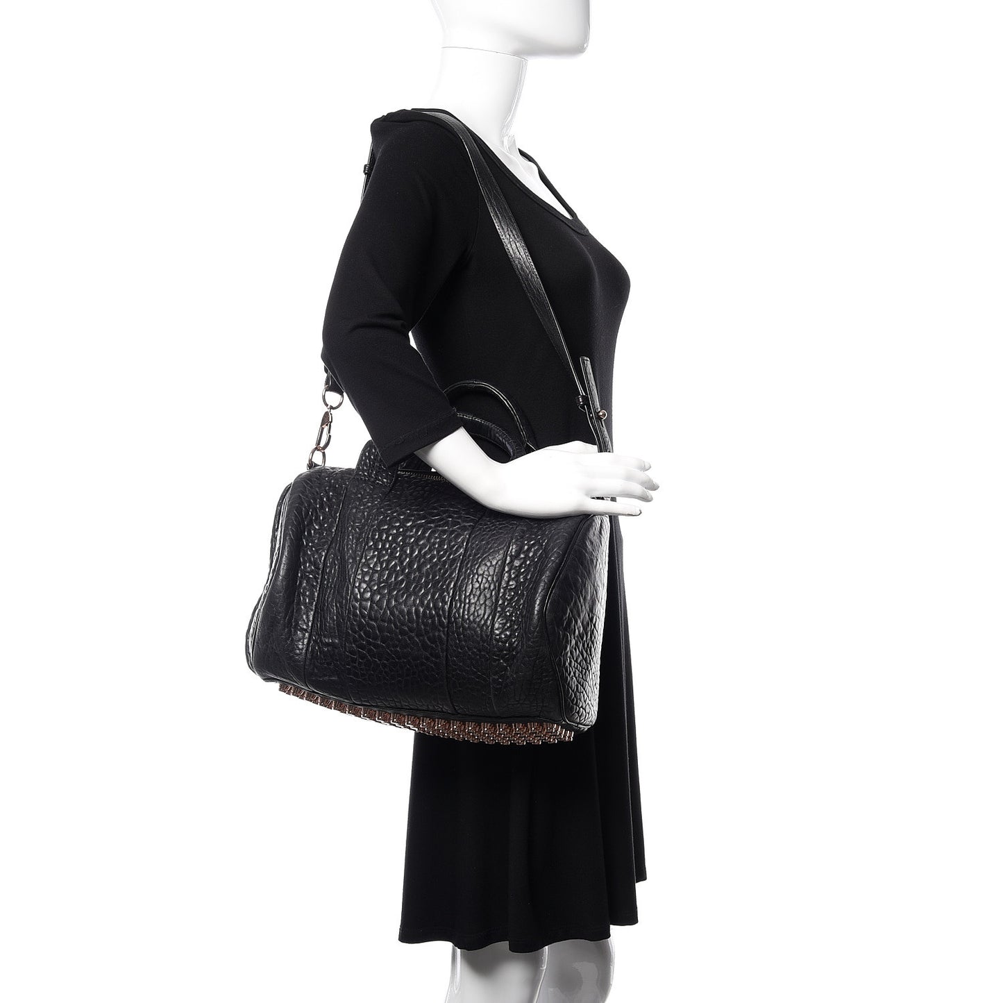 Pebbled Lambskin Rocco Black Rose Gold Hardware