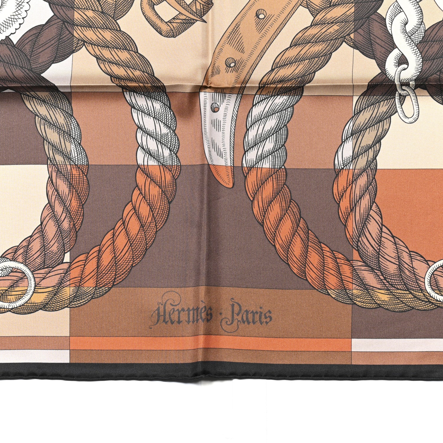 Hermes Silk Double Face Della Cavalleria Fine Scarf 90 Marron Beige Caramel 2 of 5