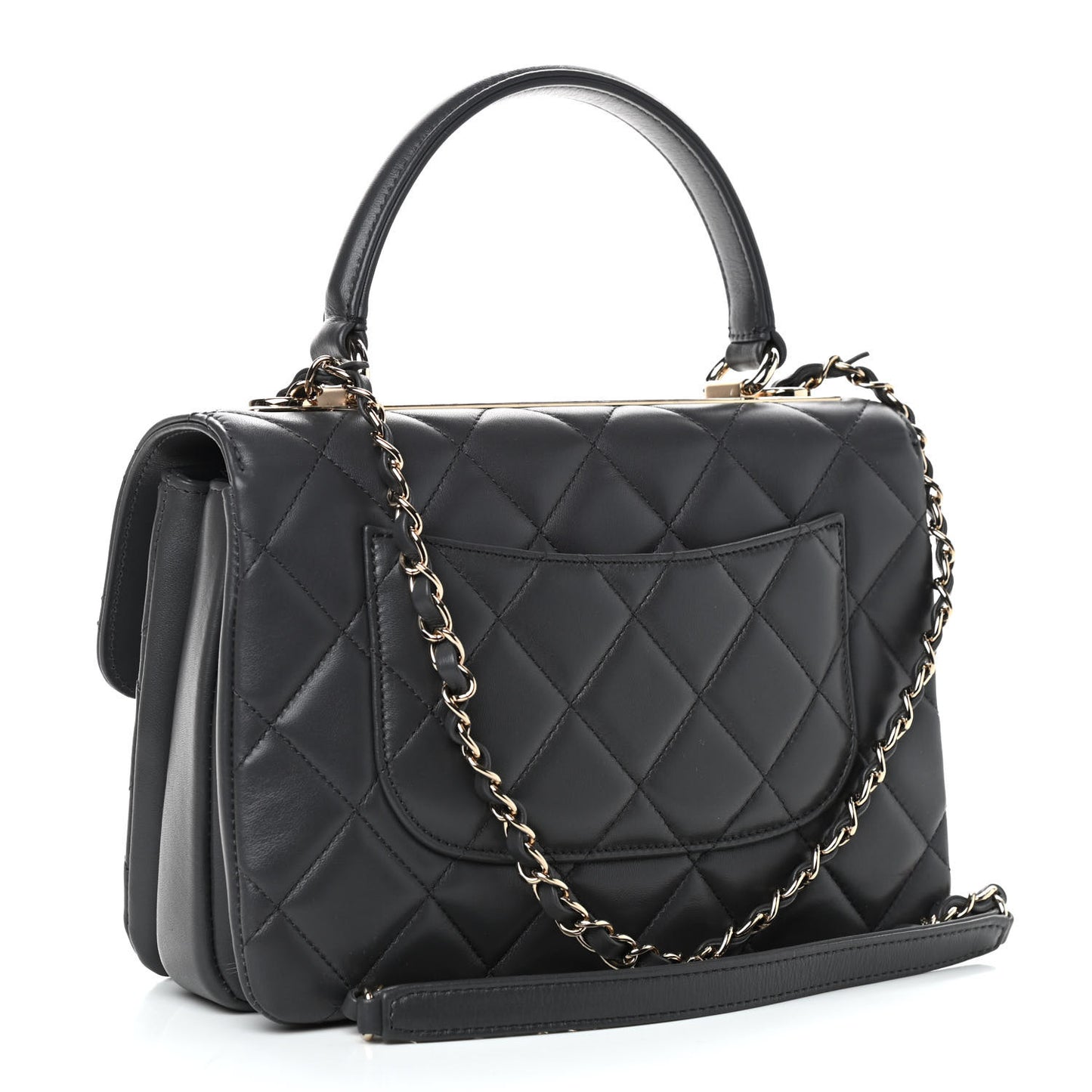 Lambskin Quilted Small Trendy CC Dual Handle Flap Bag Dark Grey