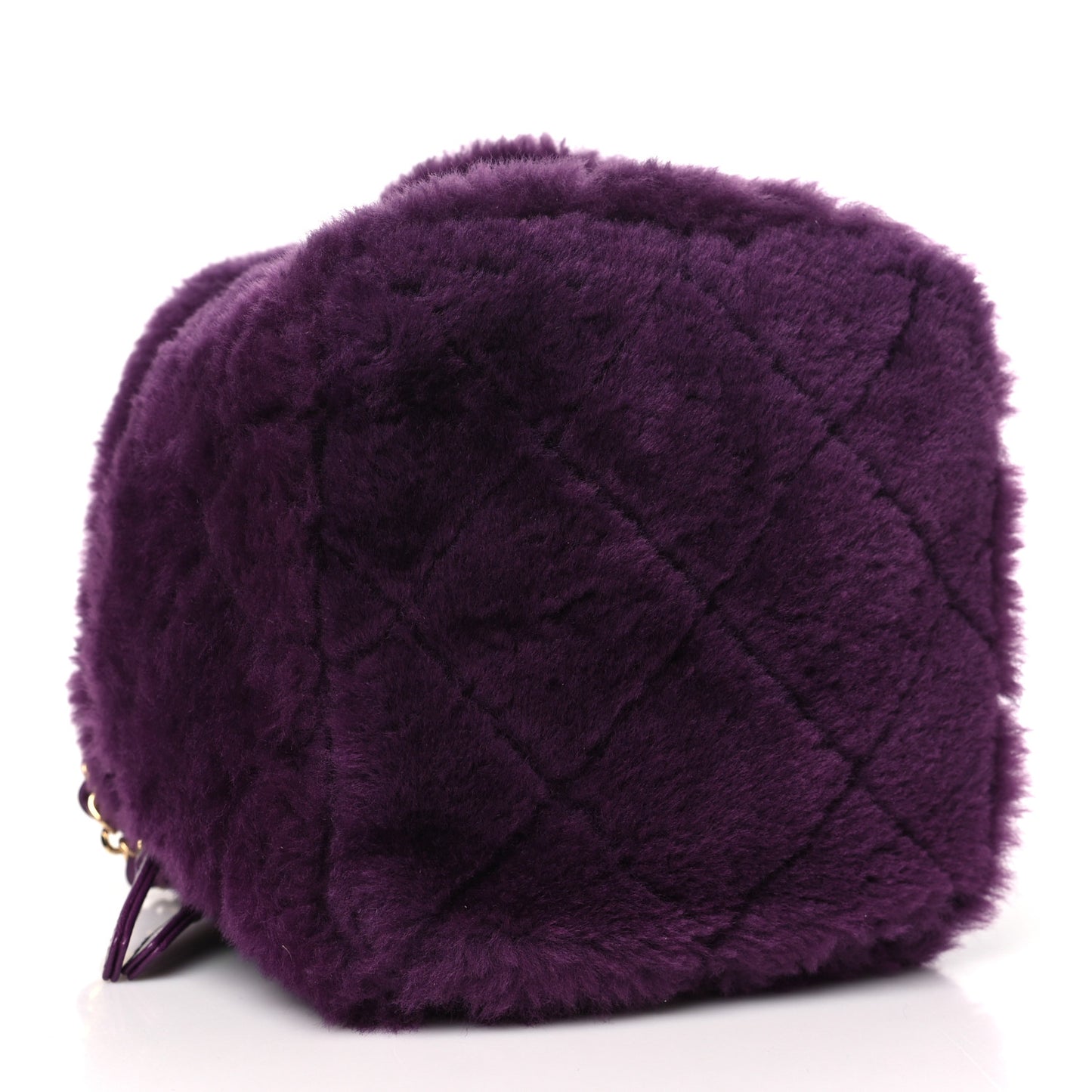 Shearling Lambskin Quilted Small Vanity Case Purple