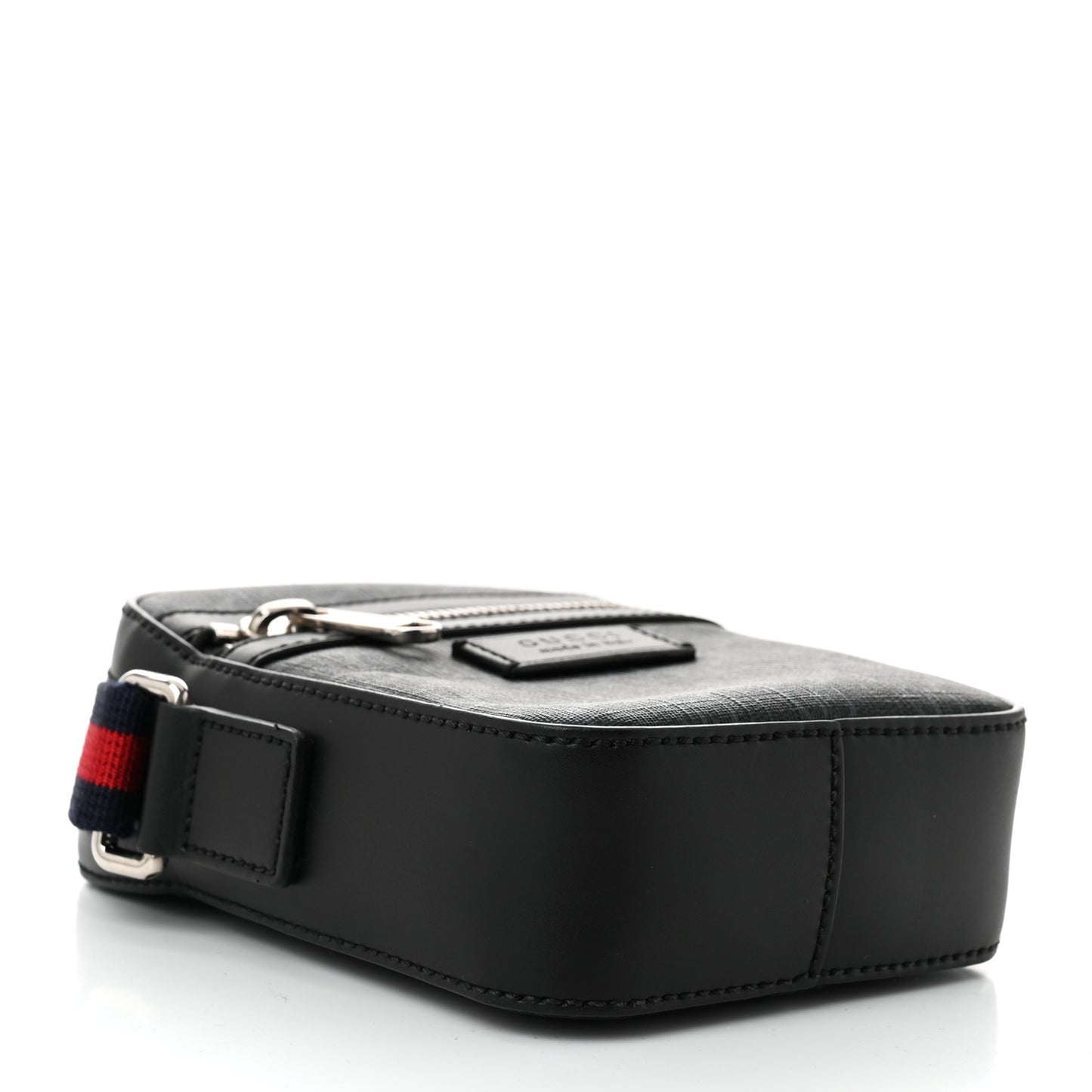 GG Supreme Monogram Appia Calfskin Web Small Camera Messenger Bag Black Grey