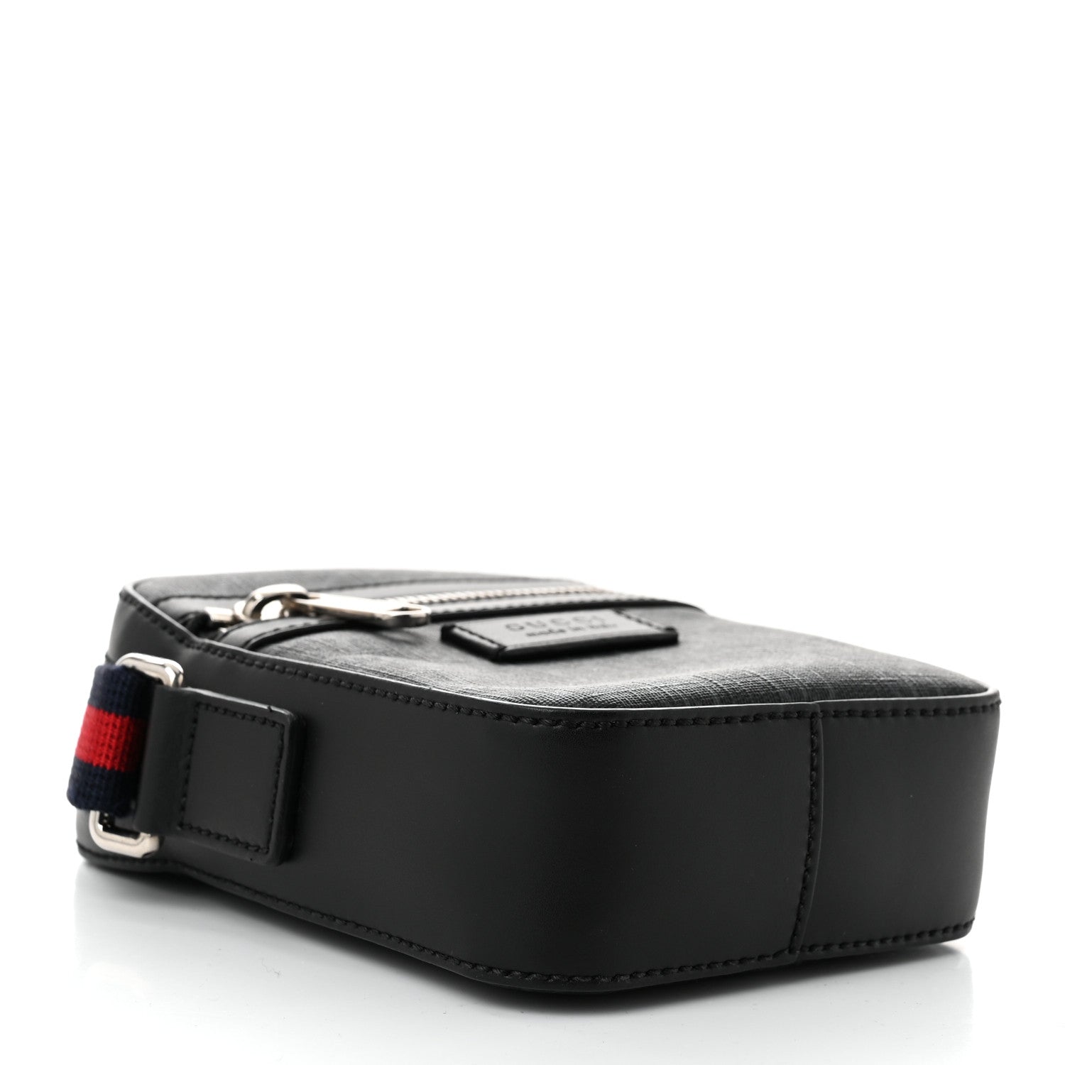 Gucci GG Supreme Monogram Appia Calfskin Web Small Camera Messenger Bag Black Grey 4 of 11