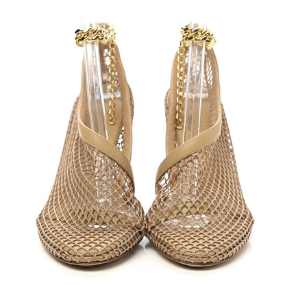Bottega Veneta Mesh Nappa Chunky Chain Sandals 37.5 Beige Pony 2 of 7