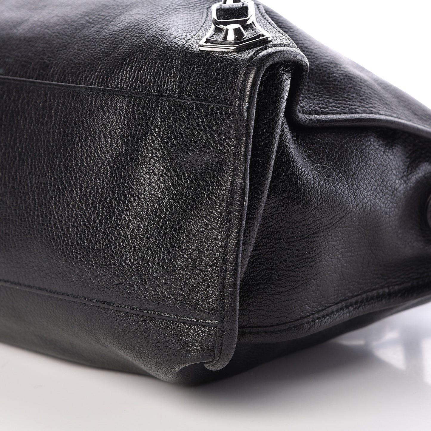 Chevre Silver Metallic Edge Hardware City Black