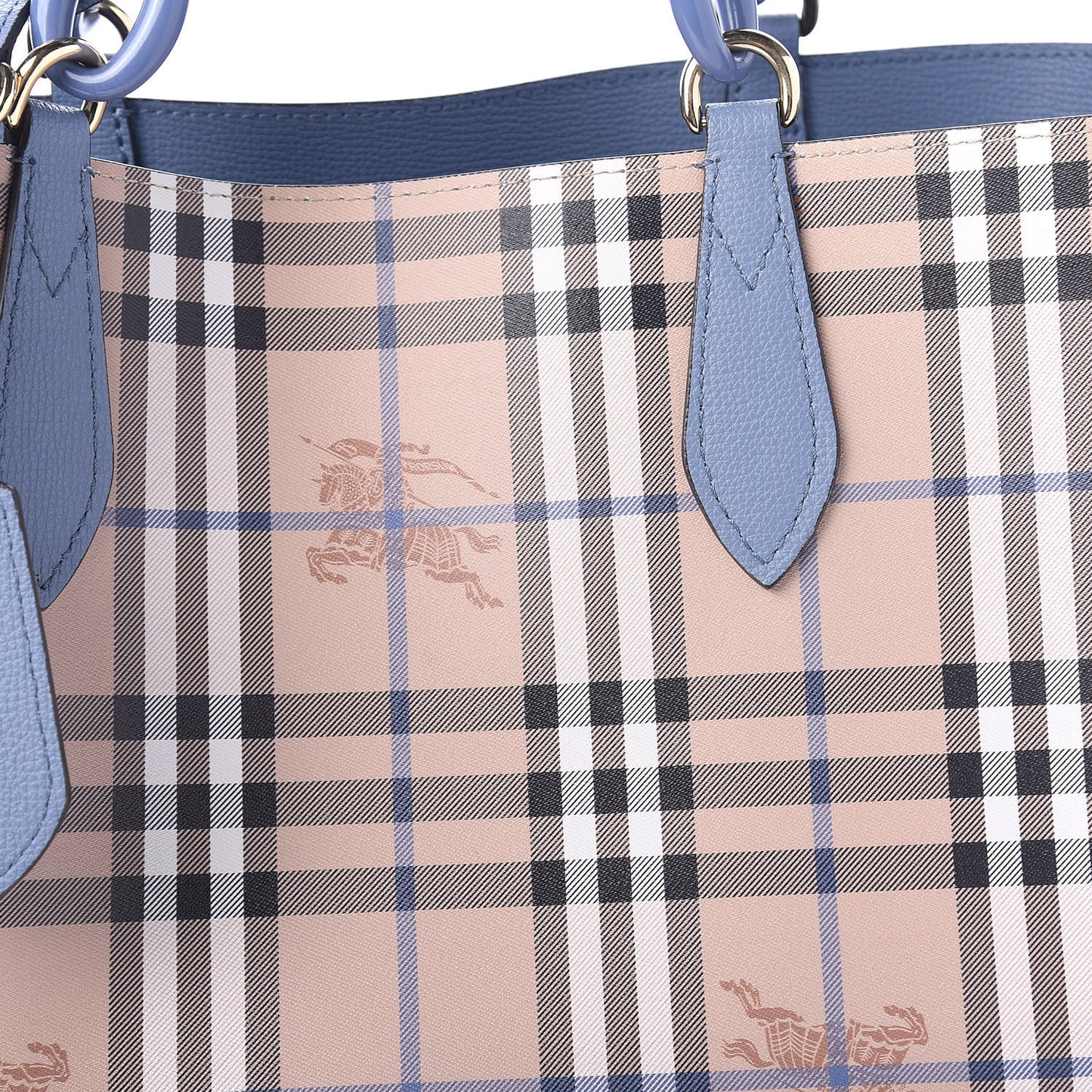 Calfskin Haymarket Check Medium Reversible Tote Slate Blue