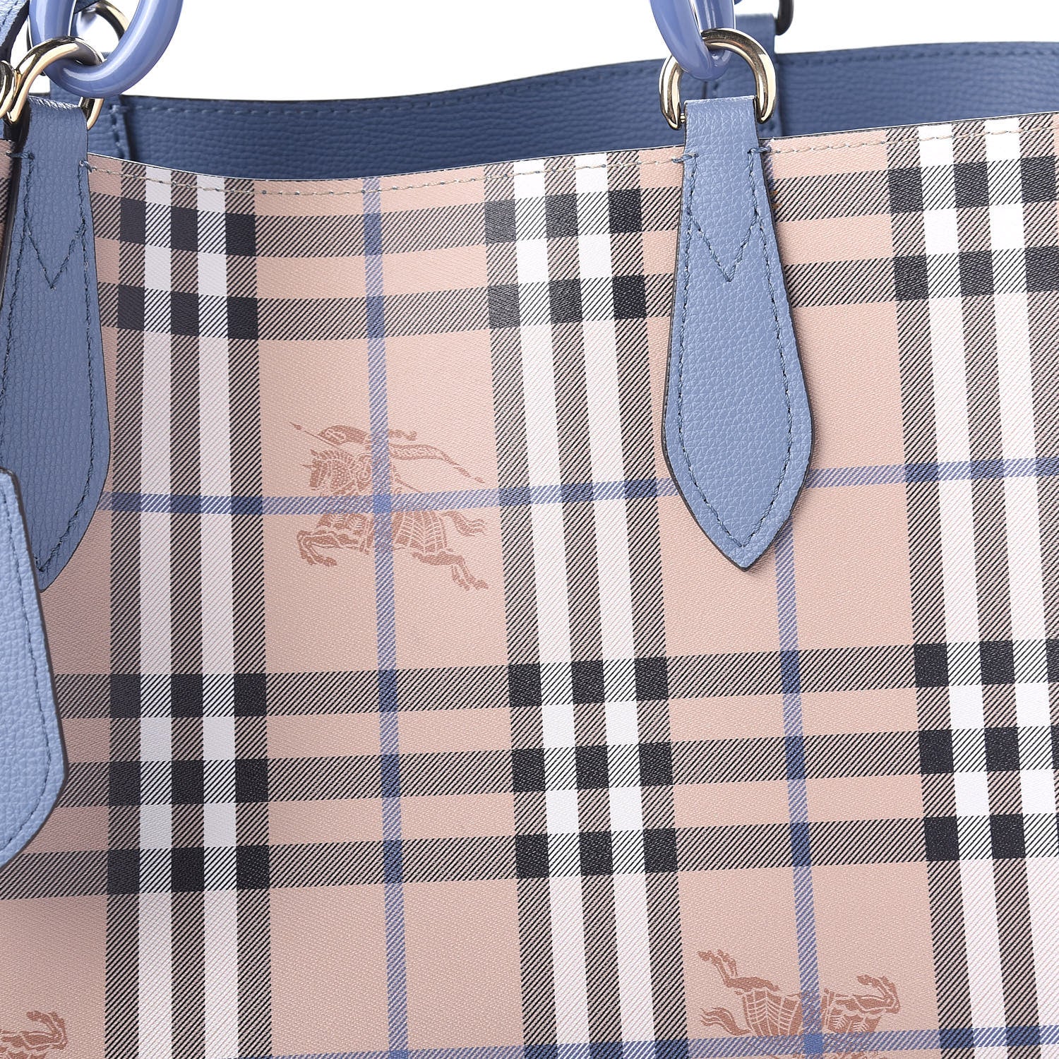 Burberry Calfskin Haymarket Check Medium Reversible Tote Slate Blue 11 of 17